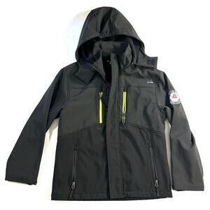 Reebok Youth M 10/12 Black Softshell Jacket Hooded Windproof Fleece Lined